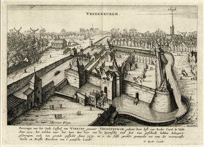 30929 Gezicht op kasteel Vredenburg en omgeving in Utrecht, uit het zuiden.